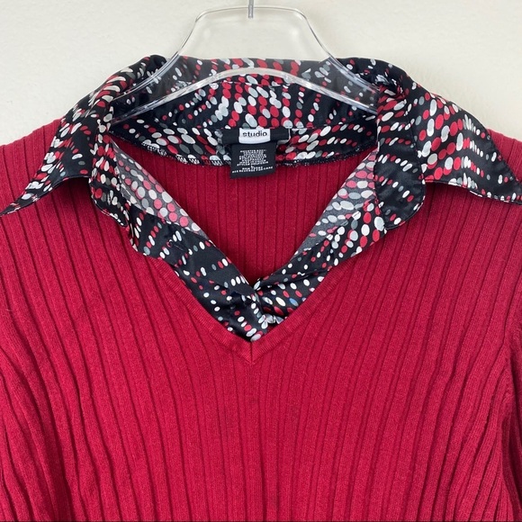 Studio 1940 Women's Layered Red Sweater Top Large - Picture 5 of 12